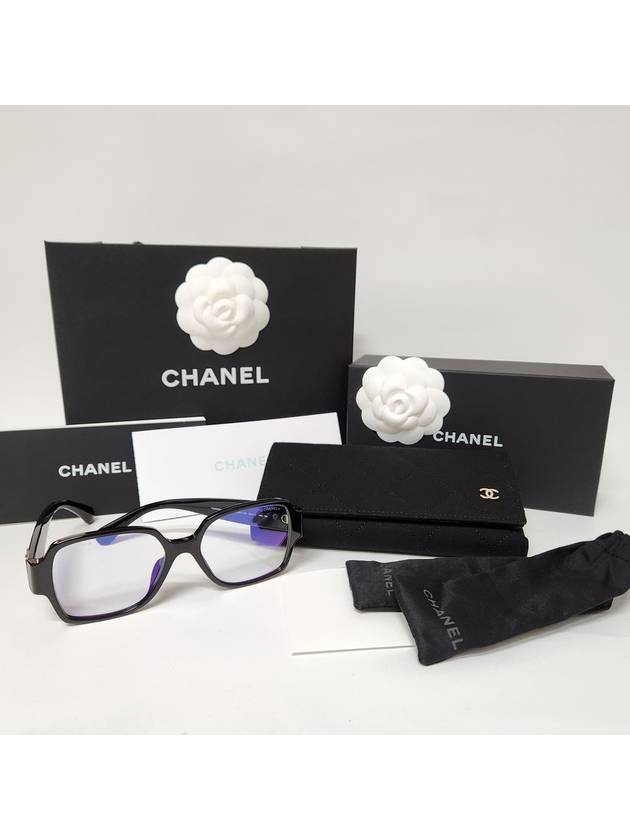 Heart Glasses Sunglasses CC Logo Blue Light Square Black Asian Fit A71470 - CHANEL - BALAAN 3