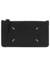 Pebble Leather Stitch Logo Zipper Card Wallet Black - MAISON MARGIELA - BALAAN 3