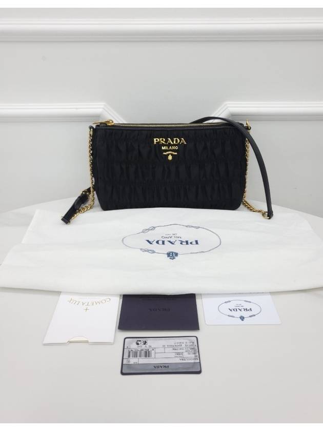 Nylon Goffret Black Chain Shoulder Bag 1BH152 - PRADA - BALAAN 7