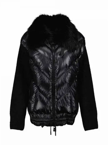 Grenoble logo patch alpaca fur padding mix black women s jacket 233366 - MONCLER - BALAAN 1