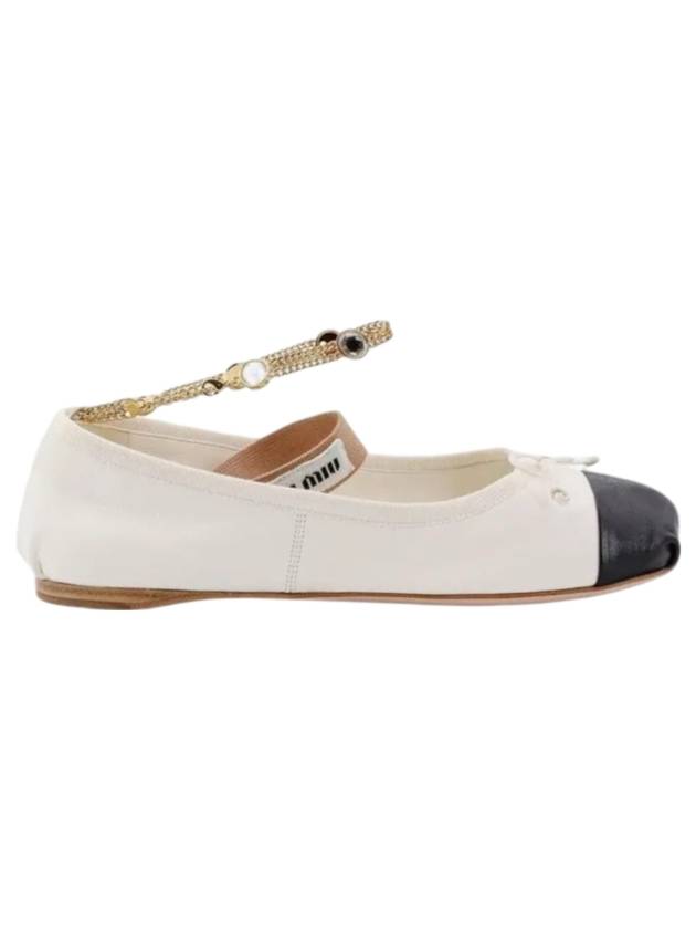 24 ss Leather Flat Shoes WITH Jewel Strap 5F083EF005327F0A72 B0650994113 - MIU MIU - BALAAN 1