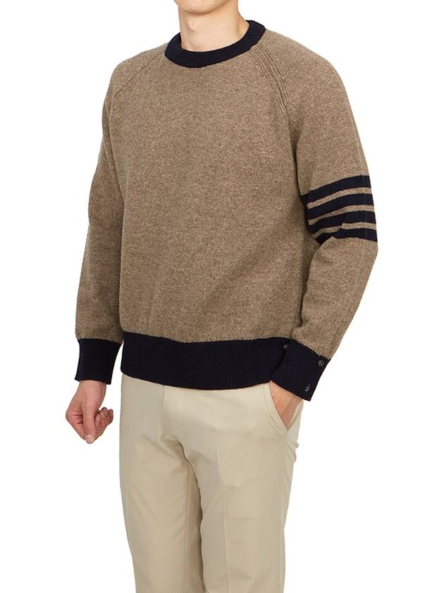 Wool 4 Bar Pullover Knit Top Medium Brown - THOM BROWNE - BALAAN 5