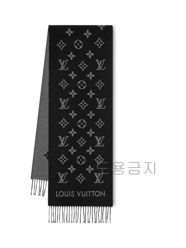 Monogram Wool Scarf Black - LOUIS VUITTON - BALAAN 4