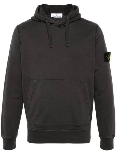 Logo Patch Drawstring Hoodie Charcoal - STONE ISLAND - BALAAN 2