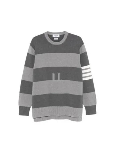 Rose Icon Rugby Stripe Cotton Knit Top Grey - THOM BROWNE - BALAAN 2