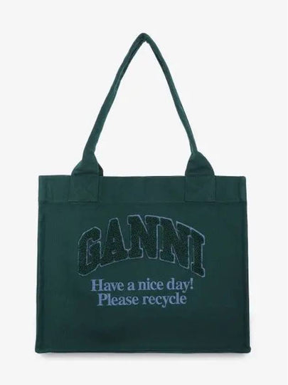 Large Easy Shopper Tote Bag Green - GANNI - BALAAN 2