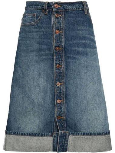 Victoria Beckham Placket Detail Denim Skirt Clothing - VICTORIA BECKHAM - BALAAN 1