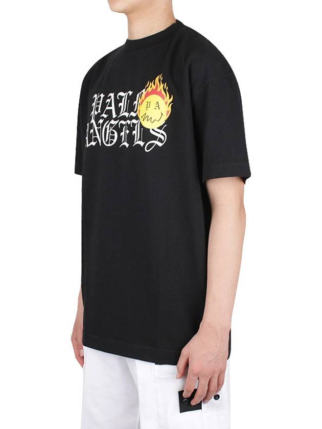 Burning Head Logo Short Sleeve T-Shirt Black - PALM ANGELS - BALAAN 4