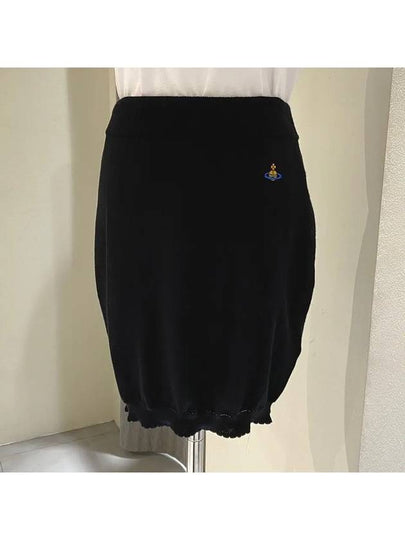 Women's ORB Logo Knit Bea Mini H Line Skirt Black - VIVIENNE WESTWOOD - BALAAN 2