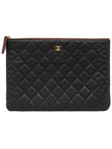 Women s A82545 Caviar Black Gold New Medium Clutch - CHANEL - BALAAN 1