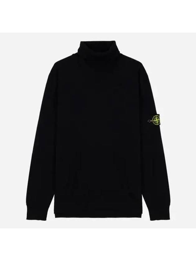 Logo Patch Wool Turtleneck Black - STONE ISLAND - BALAAN 2