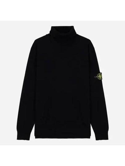 Logo Patch Wool Turtleneck Black - STONE ISLAND - BALAAN 2