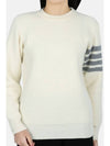 Women's 4 Bar Stripe Cashmere Pullover Knit Top White - THOM BROWNE - BALAAN 3