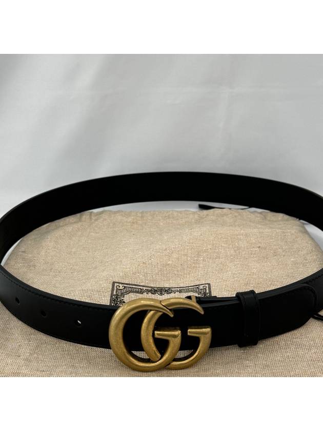 Men's GG Marmont Double G Buckle Gold Hardware Leather Belt Black - GUCCI - BALAAN 8