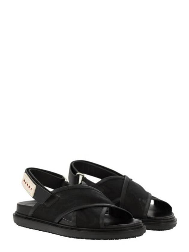 Logo Patch Crossover Sandals Black - MARNI - BALAAN 9