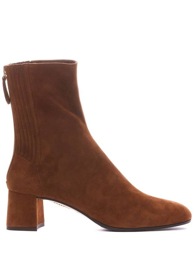 'Saint Honoré' Brown Bootie With Half Moon Heel In Suede Woman - AQUAZZURA - BALAAN 1