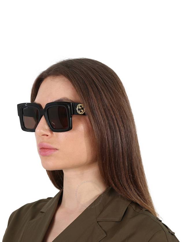 Logo Decorated Square Frame Sunglasses Black - GUCCI - BALAAN 3