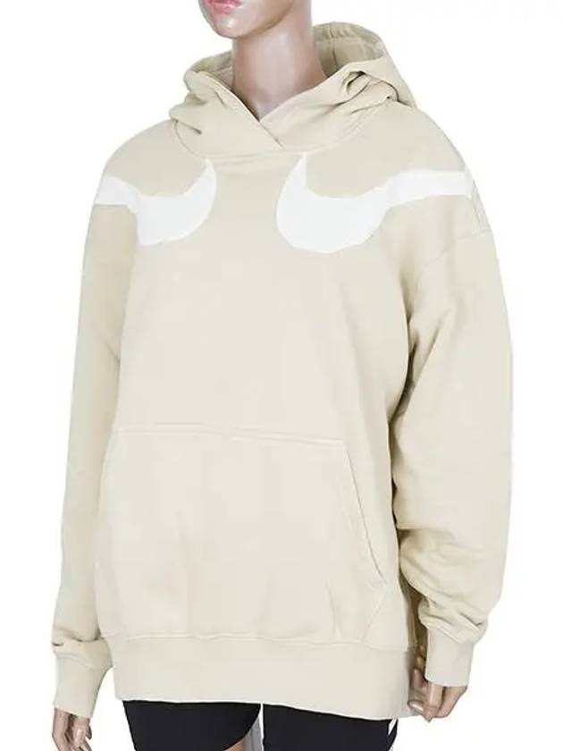 Sportswear Swoosh Fleece Pullover Hooded Top Beige - NIKE - BALAAN.