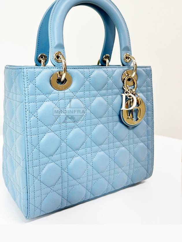 Lady Cannage Lambskin Medium Tote Bag Horizon Blue - DIOR - BALAAN 7