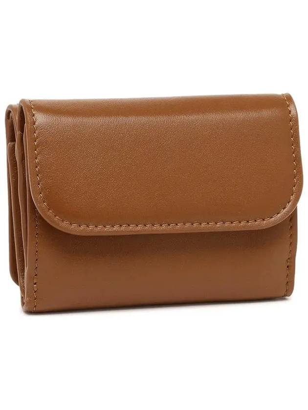 Embroidered Logo Leather Half Wallet Brown - CHLOE - BALAAN 4