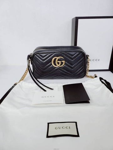 Used luxury goods DHLUX GG Black Marmont Matelasse Cross Bag Small - GUCCI - BALAAN 1