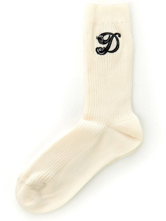 Logo Embroidery Socks Ivory - DIOR - BALAAN 2