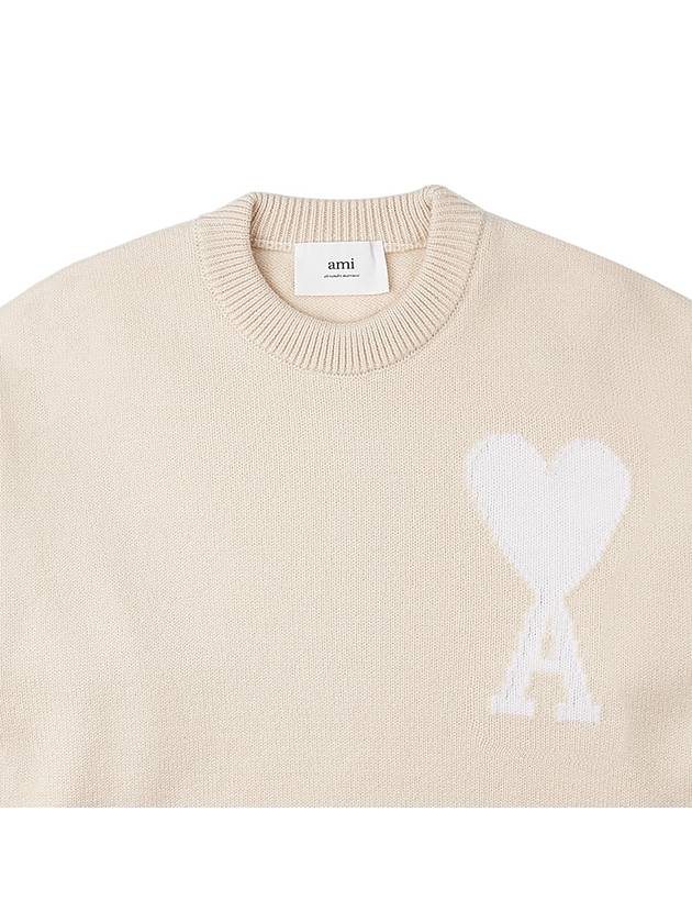 Big Heart Logo Wool Knit Top Vanilla White - AMI - BALAAN 4