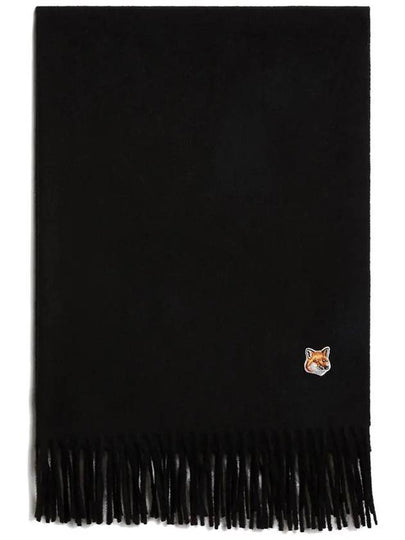 Small Fox Head Patch Wool Muffler Black - MAISON KITSUNE - BALAAN 2