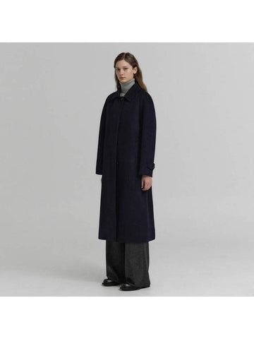 Cashmere Balmacaan Coat Navy - KLEAN - BALAAN 1