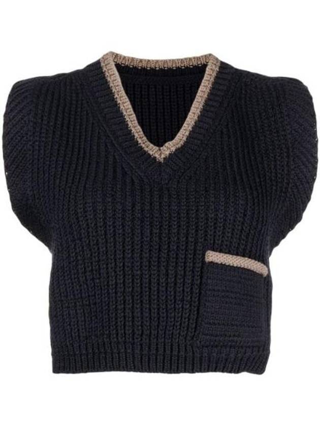 Women's Le Haut Pipa Chunky Knit Vest Navy - JACQUEMUS - BALAAN 1