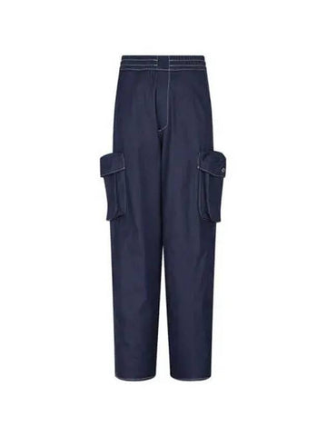 Contrast stitching cargo pants blue CRTWMBOT033 COT036 - SUNNEI - BALAAN 1