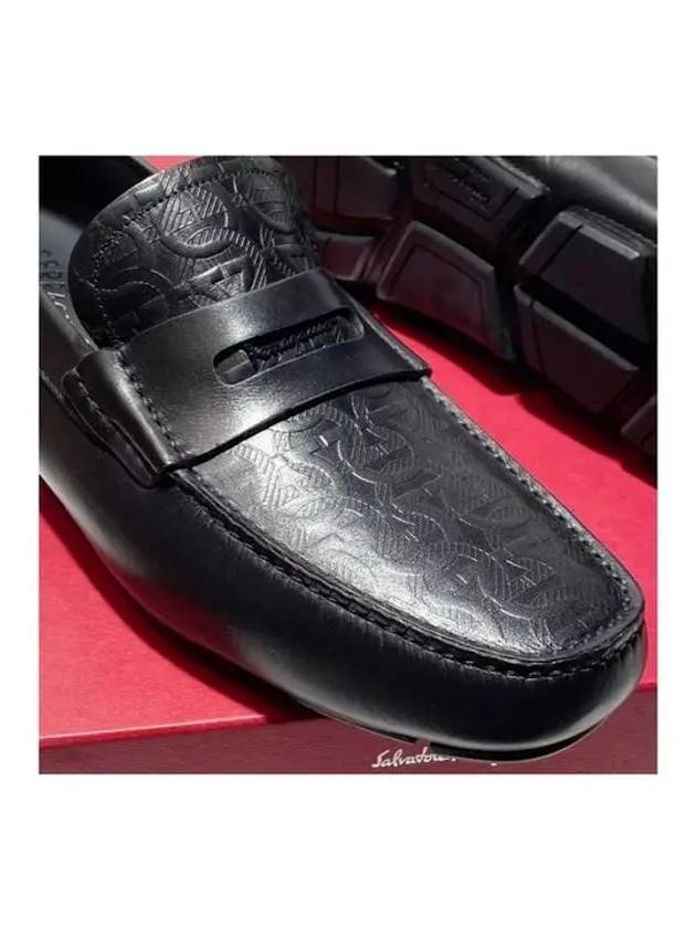 Men's Logo Leather Driving Shoes Black - SALVATORE FERRAGAMO - BALAAN 7