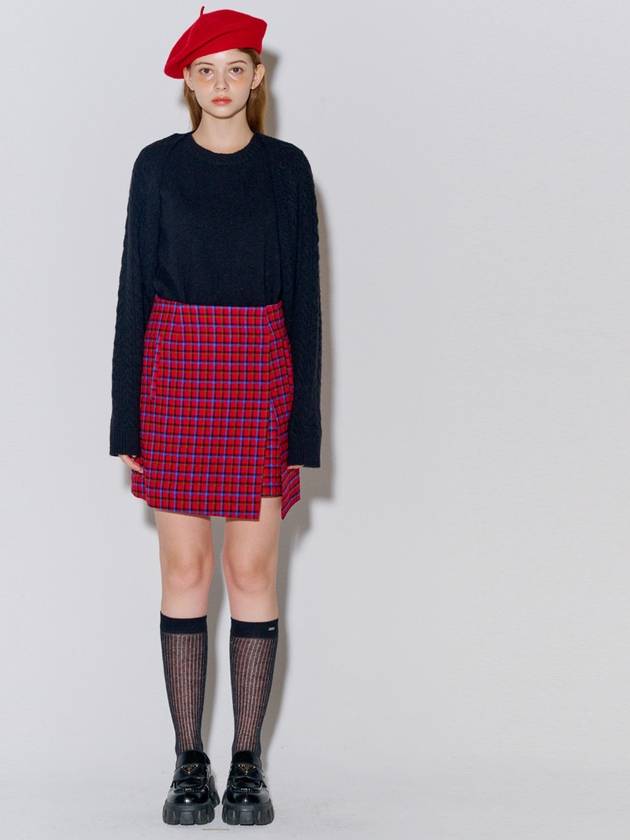 Brushed Slit A-Line Skirt Red Check - OPENING SUNSHINE - BALAAN 5