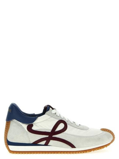 Flow Runner Nylon Suede Low Top Sneakers White Denim Raspberry - LOEWE - BALAAN 2