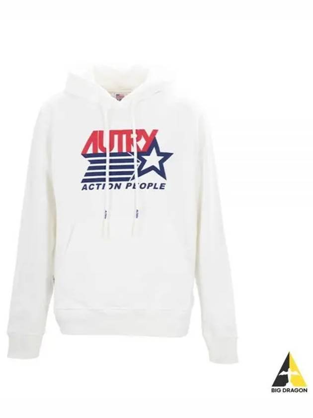 Iconic Logo Print Hoodie White - AUTRY - BALAAN 2