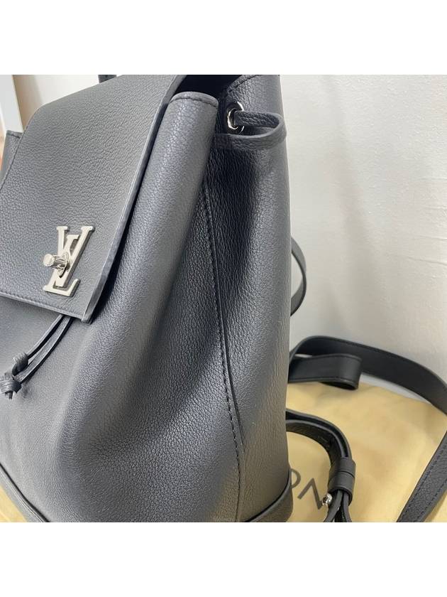 Black leather silver logo Lockmi backpack - LOUIS VUITTON - BALAAN 3