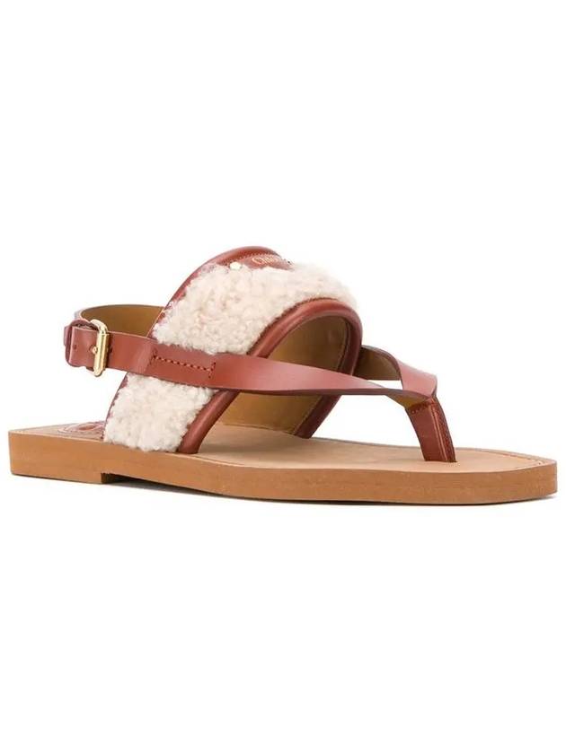 Woody Shearling Flat Sandals Brown - CHLOE - BALAAN 3