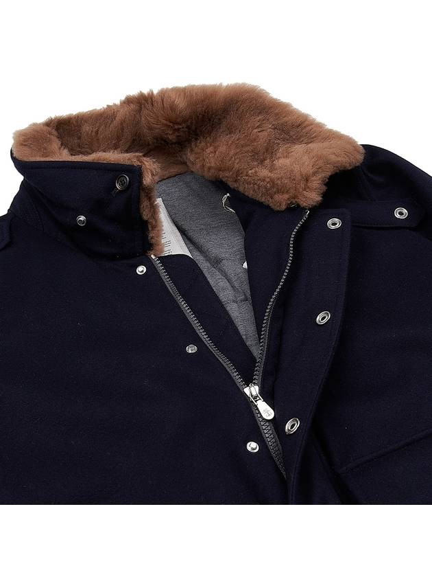 Fur Collar Flap Pocket Jacket Navy - BRUNELLO CUCINELLI - BALAAN 8