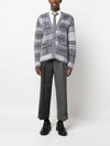 Funmix Tartan Mohair 4 Bar V-neck Cardigan Grey - THOM BROWNE - BALAAN 7