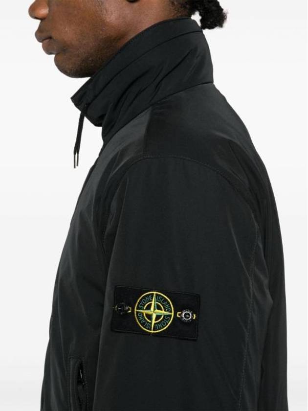 Logo Micro Twill Zip Up Jacket Black - STONE ISLAND - BALAAN 6