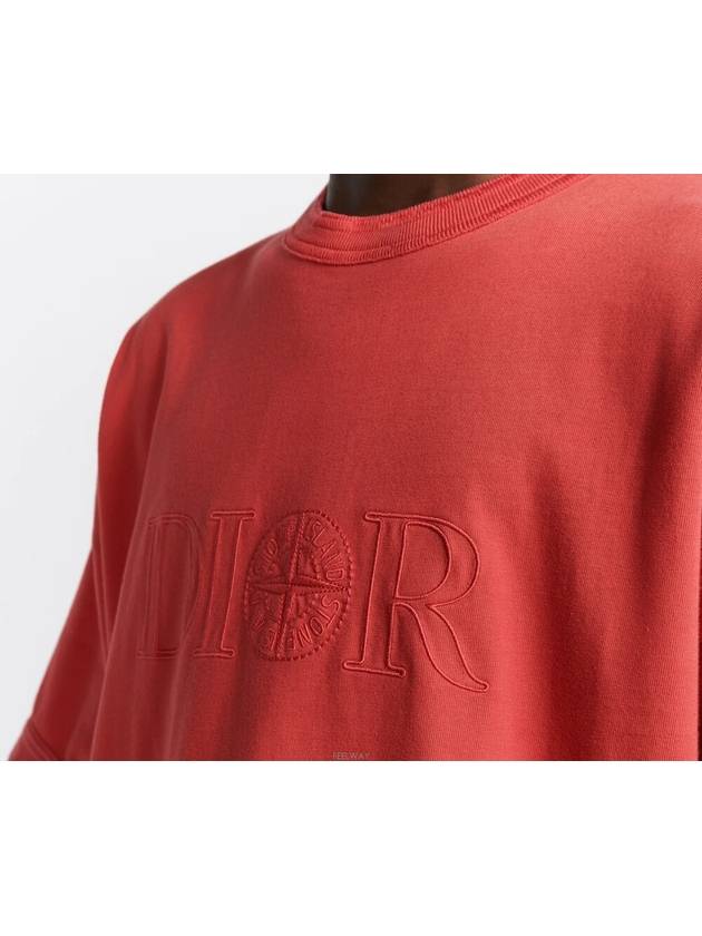 Oversized Fit Cotton Jersey Short Sleeve T-Shirt Red - DIOR - BALAAN 3