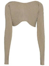 La Maille Pralu Micro Charm Logo Cardigan Dark Beige - JACQUEMUS - BALAAN 4