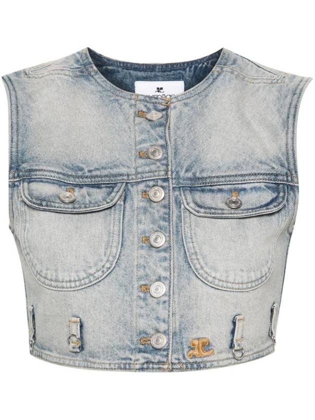 Cropped Denim Vest Blue - COURREGES - BALAAN 1