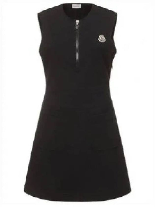 Black half zip up cotton minidress one piece 8I00009 89A8N 999 1231666 - MONCLER - BALAAN 1