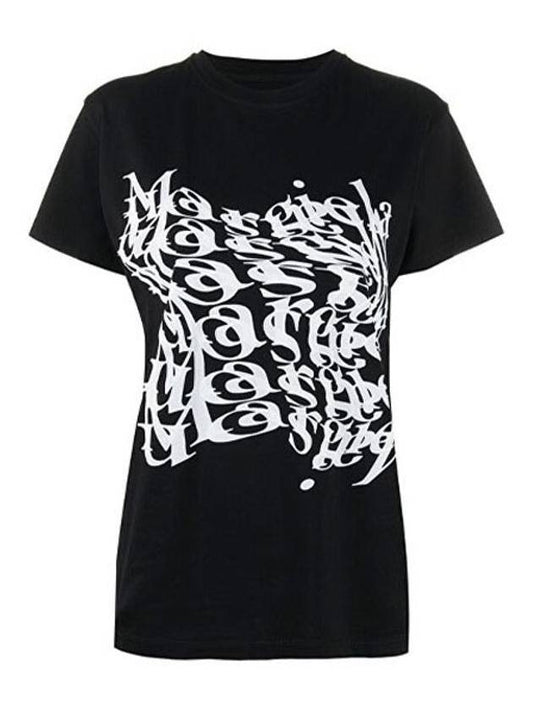 Abtract Logo Printing Short Sleeve T-Shirt Black - MAISON MARGIELA - BALAAN 1