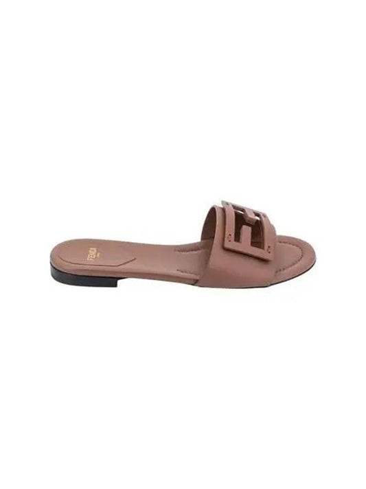 Baguette FF Logo Leather Slippers Mocha - FENDI - BALAAN 2