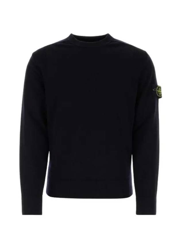 Compass Badge Crewneck Virgin Wool Knit Top Navy - STONE ISLAND - BALAAN 2