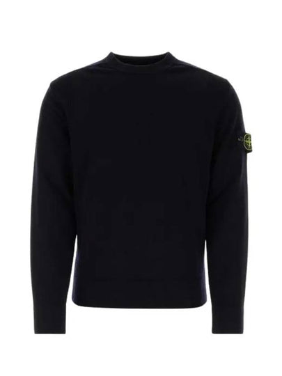 Compass Badge Crewneck Virgin Wool Knit Top Navy - STONE ISLAND - BALAAN 2