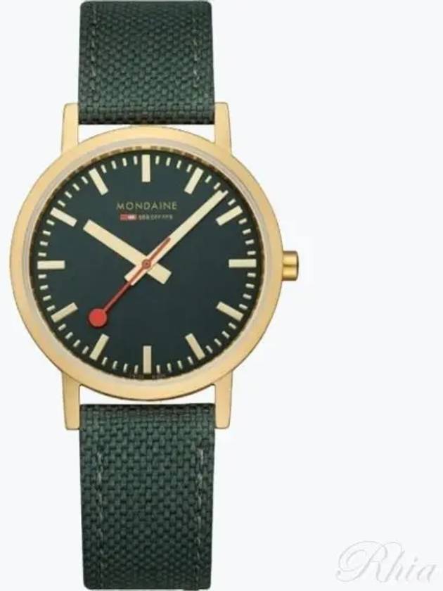 A660 30314 60SBS Classic Forest Green Cork Recycled Leather Watch - MONDAINE - BALAAN 1