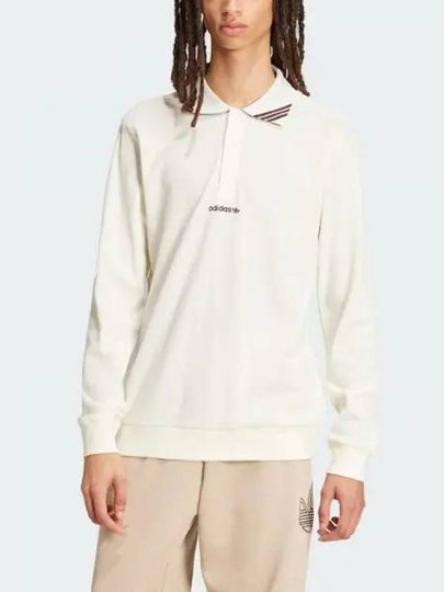 Embroidered Logo Long Sleeve Polo Shirt Off White - ADIDAS - BALAAN 2